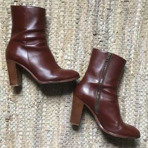 Barneys New York Stacked Leather Ankle Boots